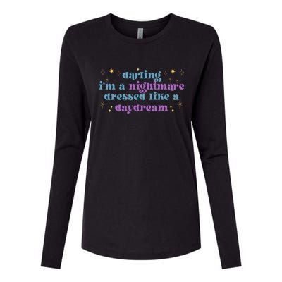 Funny Cute Quotes Saying Darling I'm A Nightmare Tees Womens Cotton Relaxed Long Sleeve T-Shirt