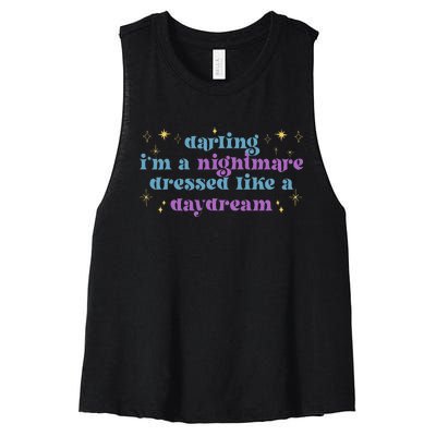 Funny Cute Quotes Saying Darling I'm A Nightmare Tees Women's Racerback Cropped Tank