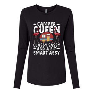 Funny Camper Queen Sassy Gift Rv Camping Lovers Cute Gift Womens Cotton Relaxed Long Sleeve T-Shirt