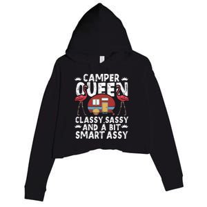 Funny Camper Queen Sassy Gift Rv Camping Lovers Cute Gift Crop Fleece Hoodie