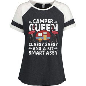 Funny Camper Queen Sassy Gift Rv Camping Lovers Cute Gift Enza Ladies Jersey Colorblock Tee