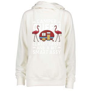 Funny Camper Queen Sassy Gift Rv Camping Lovers Cute Gift Womens Funnel Neck Pullover Hood