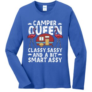 Funny Camper Queen Sassy Gift Rv Camping Lovers Cute Gift Ladies Long Sleeve Shirt