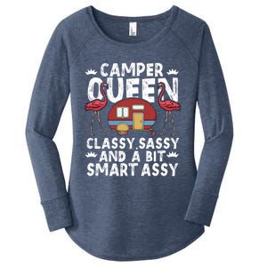 Funny Camper Queen Sassy Gift Rv Camping Lovers Cute Gift Women's Perfect Tri Tunic Long Sleeve Shirt