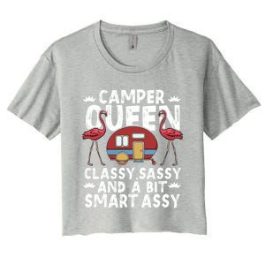 Funny Camper Queen Sassy Gift Rv Camping Lovers Cute Gift Women's Crop Top Tee