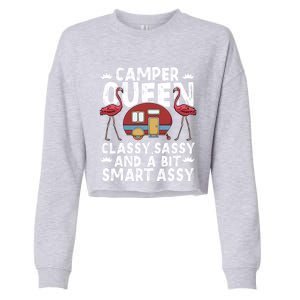 Funny Camper Queen Sassy Gift Rv Camping Lovers Cute Gift Cropped Pullover Crew