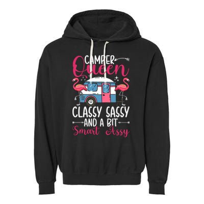 Funny Camper Queen Sassy Gift For Women RV Camping Lovers Garment-Dyed Fleece Hoodie