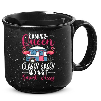 Funny Camper Queen Sassy Gift For Women RV Camping Lovers 15oz Campfire Ceramic Mug