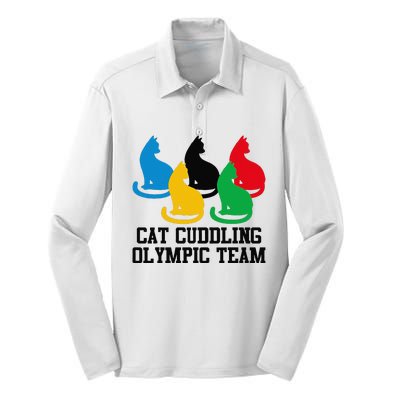 Funny Cat Quote Cat Cuddling Olympicc Team Cool Gift Silk Touch Performance Long Sleeve Polo