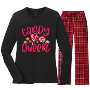 Funny Candy Queen For Lollipop Lover Sweet Tooth Wo Women's Long Sleeve Flannel Pajama Set 