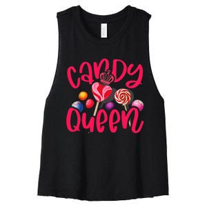 Funny Candy Queen For Lollipop Lover Sweet Tooth Wo Women's Racerback Cropped Tank