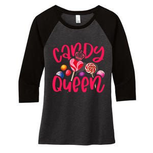 Funny Candy Queen For Lollipop Lover Sweet Tooth Wo Women's Tri-Blend 3/4-Sleeve Raglan Shirt