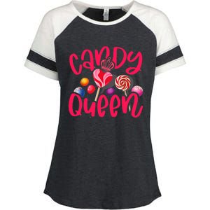 Funny Candy Queen For Lollipop Lover Sweet Tooth Wo Enza Ladies Jersey Colorblock Tee