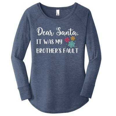 Funny Christmas Quote Dear Santa It Was My BrotherS Fault Cute Gift Women's Perfect Tri Tunic Long Sleeve Shirt