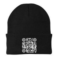 Funny Cat Qr Scan Code Jokes Humor Hidden Message Sarcastic Knit Cap Winter Beanie