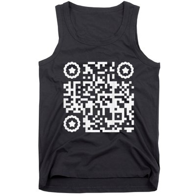 Funny Cat Qr Scan Code Jokes Humor Hidden Message Sarcastic Tank Top