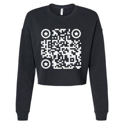 Funny Cat Qr Scan Code Jokes Humor Hidden Message Sarcastic Cropped Pullover Crew