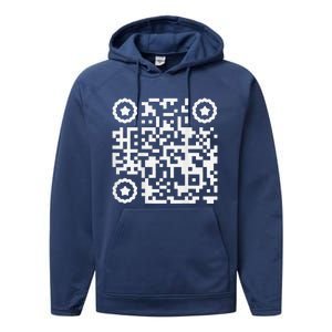 Funny Cat Qr Scan Code Jokes Humor Hidden Message Sarcastic Performance Fleece Hoodie