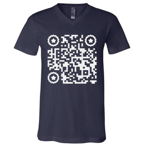 Funny Cat Qr Scan Code Jokes Humor Hidden Message Sarcastic V-Neck T-Shirt