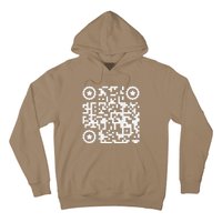 Funny Cat Qr Scan Code Jokes Humor Hidden Message Sarcastic Hoodie