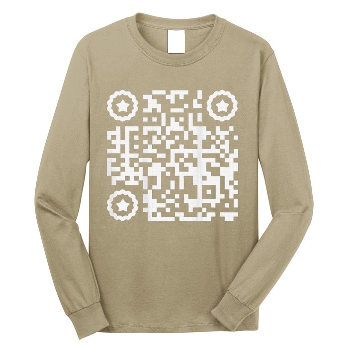 Funny Cat Qr Scan Code Jokes Humor Hidden Message Sarcastic Long Sleeve Shirt