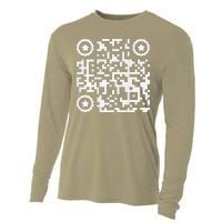 Funny Cat Qr Scan Code Jokes Humor Hidden Message Sarcastic Cooling Performance Long Sleeve Crew