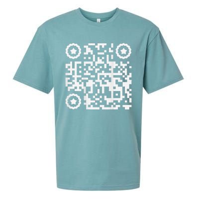 Funny Cat Qr Scan Code Jokes Humor Hidden Message Sarcastic Sueded Cloud Jersey T-Shirt