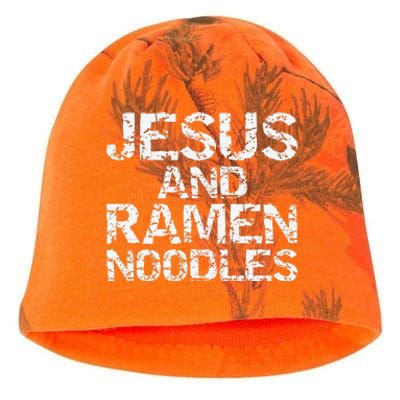 Funny Christian Quote Distressed Jesus And Ramen Noodles Kati - Camo Knit Beanie