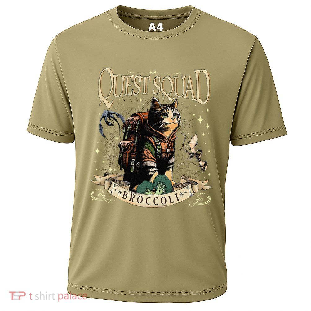 Funny Cat Quest Fantasy Squad Broccoli .Png Cooling Performance Crew T-Shirt