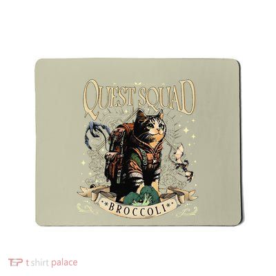 Funny Cat Quest Fantasy Squad Broccoli .Png Mousepad
