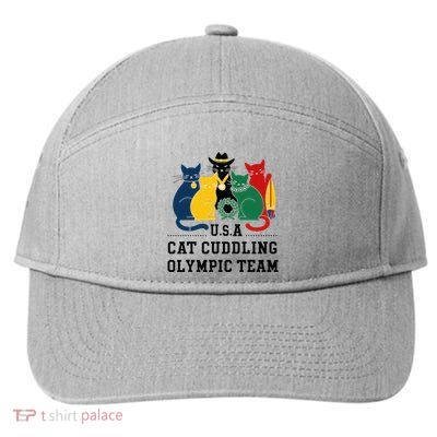 Funny Cat Quote Cat Cuddling Team Cool 7-Panel Snapback Hat