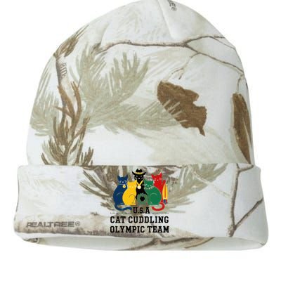 Funny Cat Quote Cat Cuddling Team Cool Kati Licensed 12" Camo Beanie