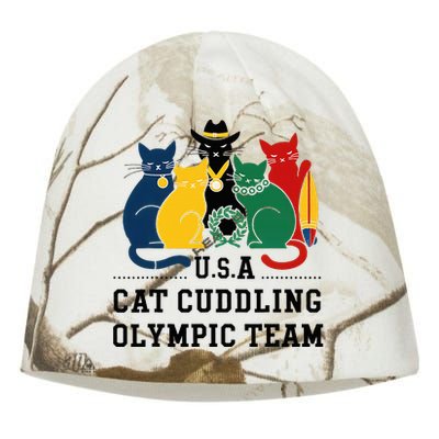 Funny Cat Quote Cat Cuddling Team Cool Kati - Camo Knit Beanie