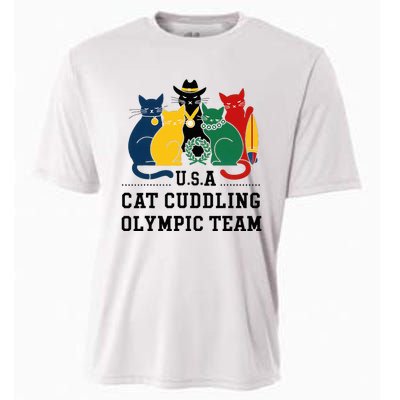 Funny Cat Quote Cat Cuddling Team Cool Cooling Performance Crew T-Shirt