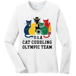 Funny Cat Quote Cat Cuddling Team Cool Ladies Long Sleeve Shirt