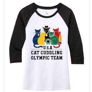 Funny Cat Quote Cat Cuddling Team Cool Women's Tri-Blend 3/4-Sleeve Raglan Shirt