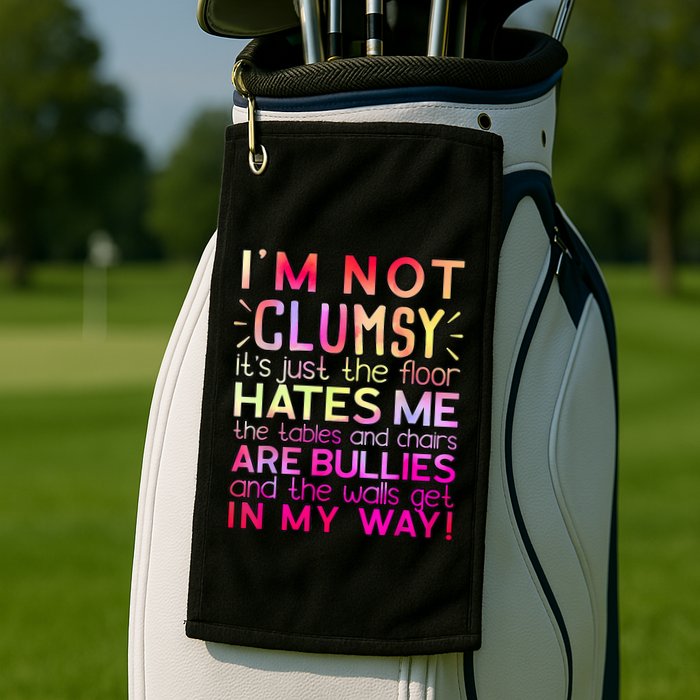Funny Clumsy Quote I'm Not Clumsy Funny Sarcastic Golf Towel