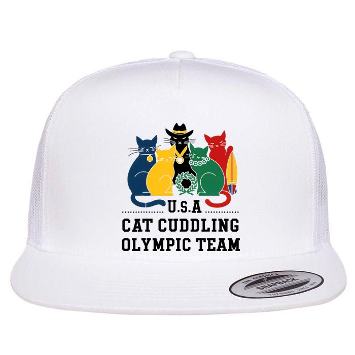 Funny Cat Quote Cat Cuddling Team Cool Flat Bill Trucker Hat