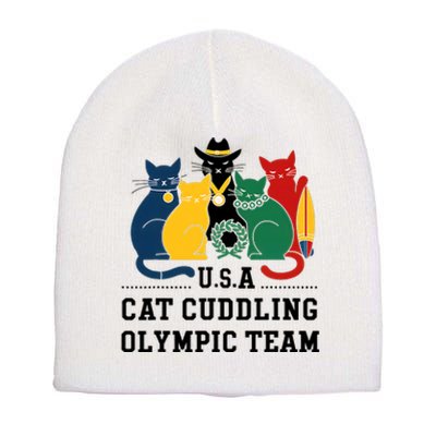 Funny Cat Quote Cat Cuddling Team Cool Short Acrylic Beanie