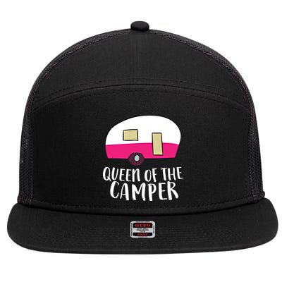 Funny Camping Queen Of The Camper Rv Camper Mom Camper Queen Gift 7 Panel Mesh Trucker Snapback Hat