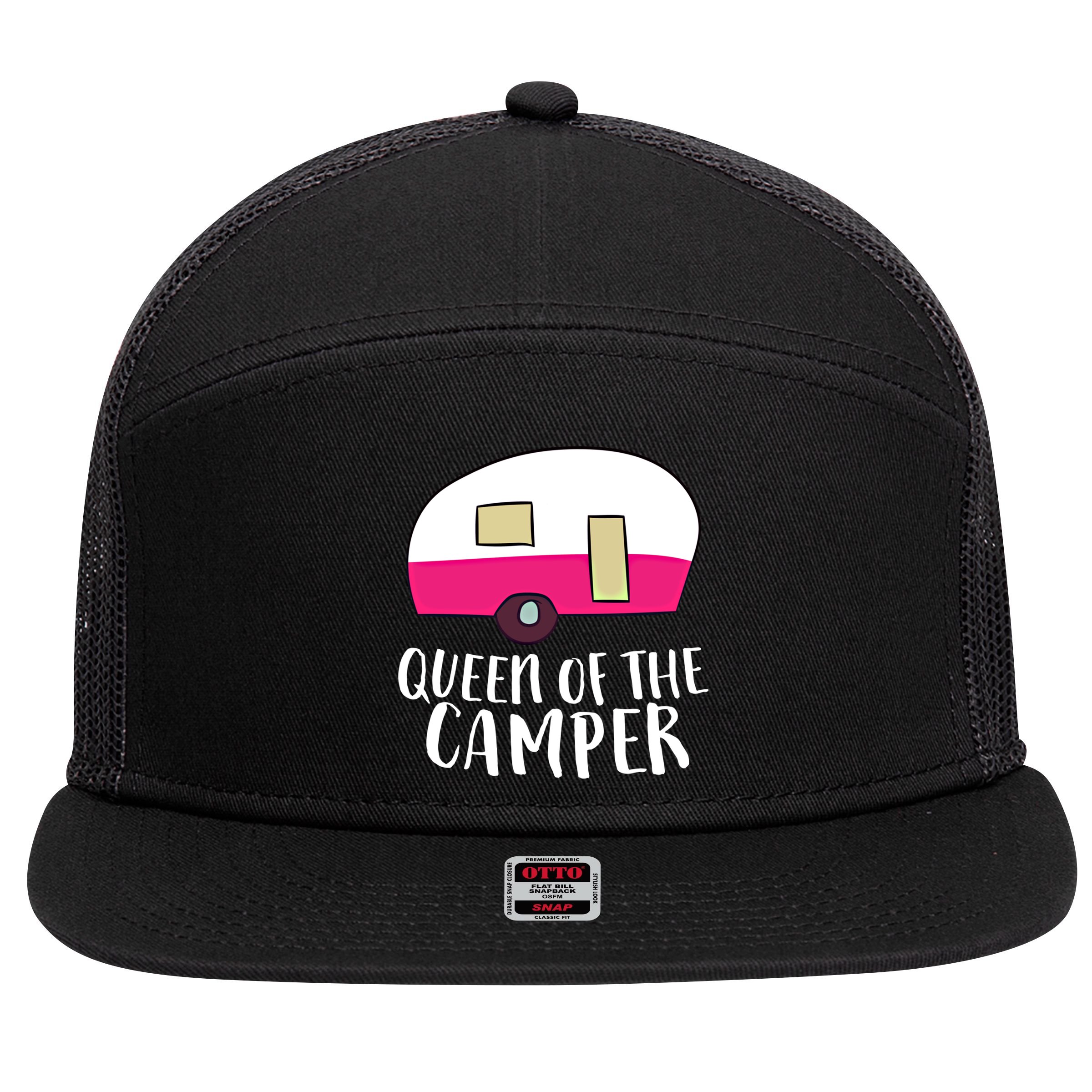 Funny Camping Queen Of The Camper Rv Camper Mom Camper Queen Gift 7 Panel Mesh Trucker Snapback Hat