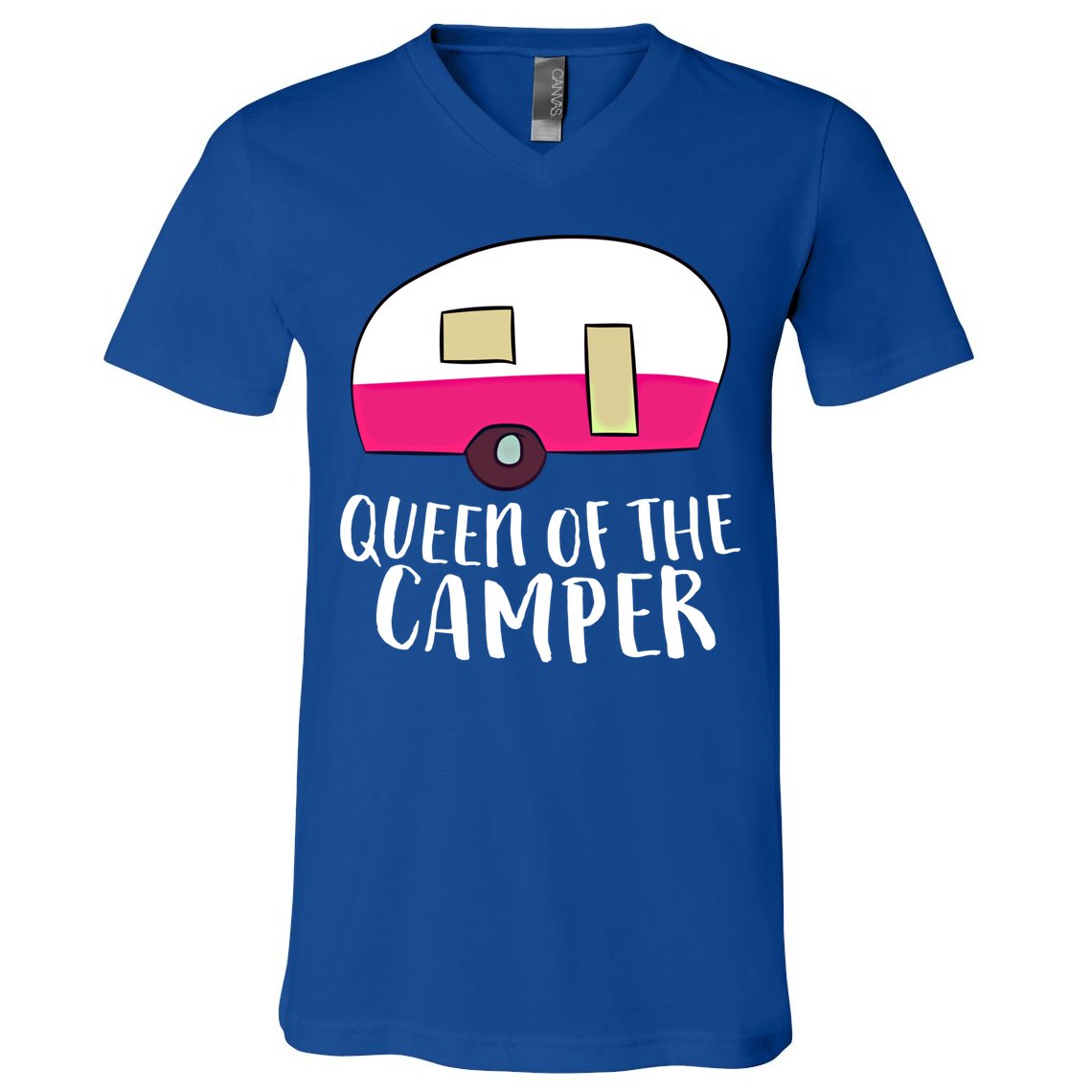 Funny Camping Queen Of The Camper Rv Camper Mom Camper Queen Gift V-Neck T-Shirt
