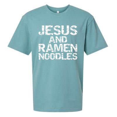 Funny Christian Quote Distressed Jesus And Ra Noodles Cool Gift Sueded Cloud Jersey T-Shirt