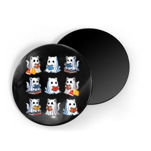 Funny Cats Reading Halloween Cute Cats Ghosts Reading Books Magnet