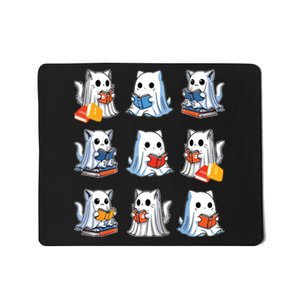 Funny Cats Reading Halloween Cute Cats Ghosts Reading Books Mousepad