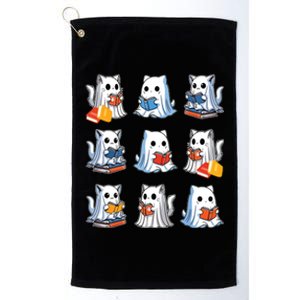 Funny Cats Reading Halloween Cute Cats Ghosts Reading Books Platinum Collection Golf Towel