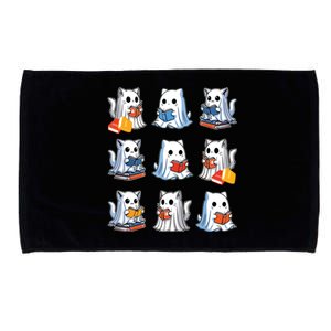 Funny Cats Reading Halloween Cute Cats Ghosts Reading Books Microfiber Hand Towel