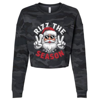 Funny Christmas Riz Zmas Santa Xmas Rizz The Season Bruh Cropped Pullover Crew