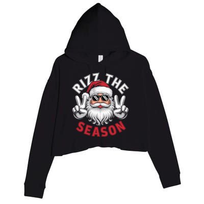 Funny Christmas Riz Zmas Santa Xmas Rizz The Season Bruh Crop Fleece Hoodie