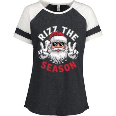 Funny Christmas Riz Zmas Santa Xmas Rizz The Season Bruh Enza Ladies Jersey Colorblock Tee